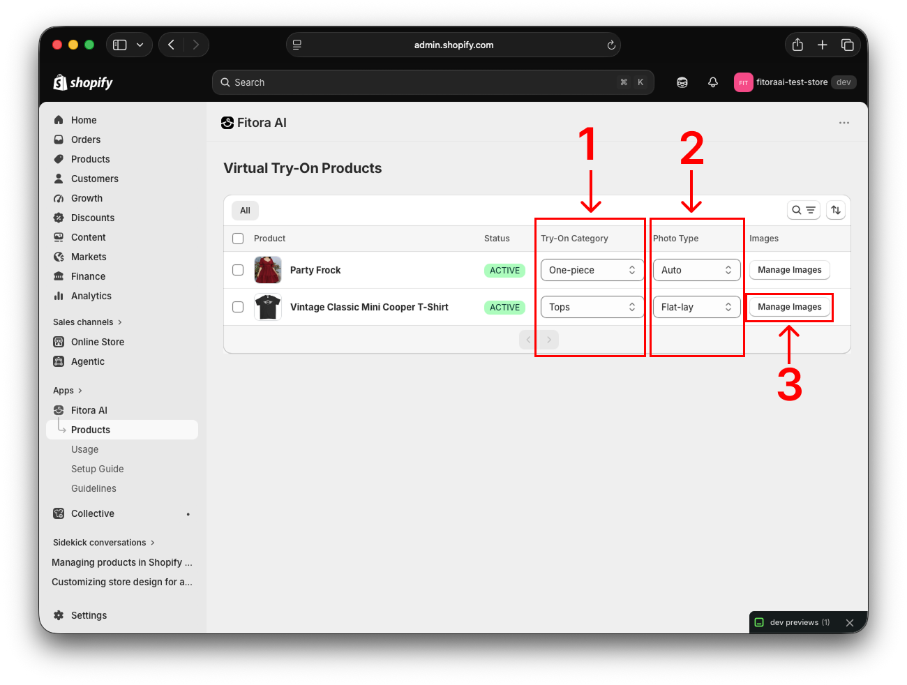 Product Try-On Settings